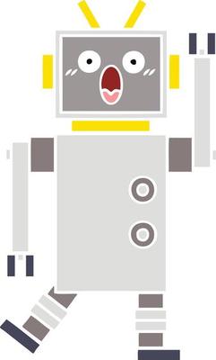 flat color retro cartoon robot