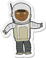 sticker of a cartoon astronaut vector