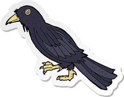 sticker of a cartoon crow vector