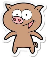 sticker of a cheerful pig cartoon vector