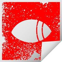 distressed square peeling sticker symbol eye looking to one side vector