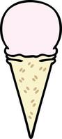 quirky hand drawn cartoon strawberry ice cream cone vector