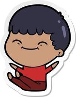 sticker of a cartoon happy boy vector