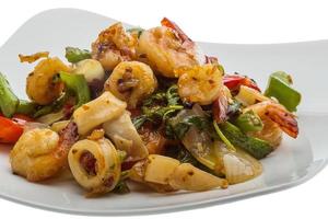 Seafood with vegetables photo