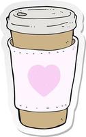 sticker of a cartoon I love coffee cup vector