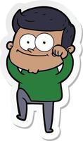 sticker of a cartoon happy man vector