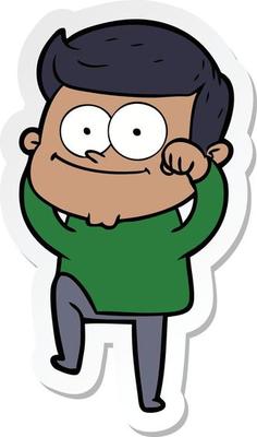 sticker of a cartoon happy man