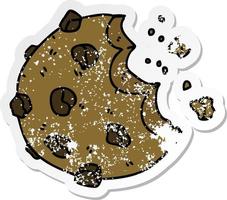 distressed sticker of a quirky hand drawn cartoon cookie vector