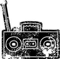 grunge icon drawing of a retro cassette player vector