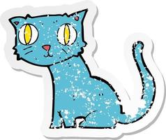 retro distressed sticker of a cartoon cat vector