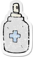 retro distressed sticker of a cartoon antiseptic spray vector