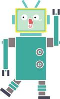 flat color retro cartoon robot vector