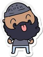 sticker of a man with beard sticking out tongue vector