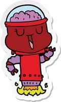 sticker of a happy cartoon robot flying vector