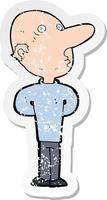 retro distressed sticker of a cartoon balding man vector