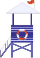 Beach lifeguards observation post semi flat color vector object