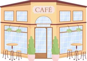 café exterior semi plano color vector objeto