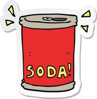 sticker of a cartoon soda can vector