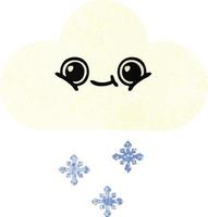 nube de nieve de dibujos animados de estilo de ilustración retro vector