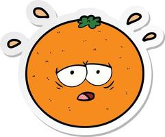 sticker of a cartoon orange vector