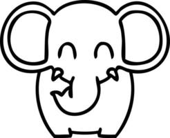 quirky line drawing cartoon elephant vector