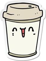 sticker of a cartoon take out coffee vector