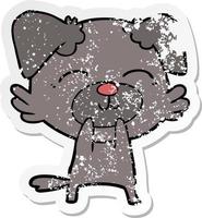 distressed sticker of a cartoon dog vector