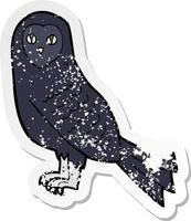 retro distressed sticker of a cartoon owl vector