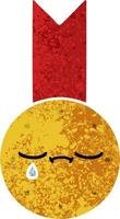 medalla de oro de dibujos animados de estilo de ilustración retro vector