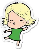 sticker of a cartoon woman dancing vector