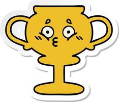 sticker of a cute cartoon trophy vector