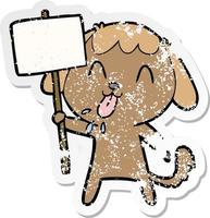 distressed sticker of a cute cartoon dog vector