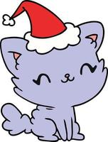 christmas cartoon of kawaii cat vector