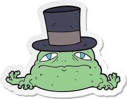 sticker of a cartoon rich toad vector