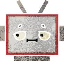 retro illustration style cartoon robot head vector