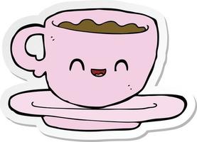 sticker of a cartoon hot cup of coffee vector