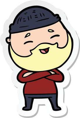 sticker of a cartoon happy bearded man