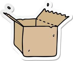 sticker of a quirky hand drawn cartoon open box vector