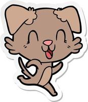 sticker of a laughing cartoon dog vector