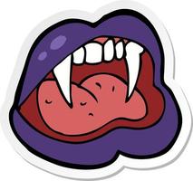 sticker of a cartoon vampire lips vector