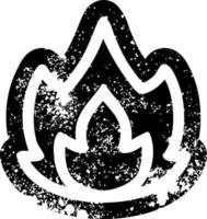 simple flame distressed icon vector