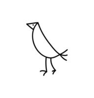 Vector Monoline Cute Bird line art outline logo icon sign symbol design concept. Scandinavian illustration