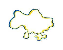 mapa vectorial de arte lineal de ucrania con trazo de pincel azul y amarillo. salvar a ucrania. elemento de diseño para pegatina, pancarta, afiche, tarjeta. ilustración aislada vector