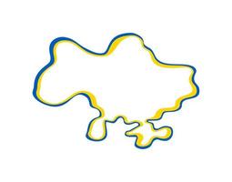 Line art vector map of Ukraine with blue and yellow brush stroke. Save Ukraine. Design element for sticker, banner, poster, card. Isolated illustration