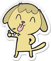 sticker of a cute cartoon dog vector