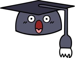 cute cartoon graduation hat vector