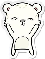 sticker of a happy cartoon polar bear vector