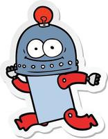 sticker of a happy carton robot with light bulb vector