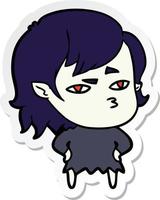 sticker of a cartoon vampire girl vector