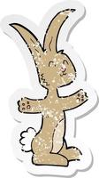 retro distressed sticker of a cartoon rabbit vector